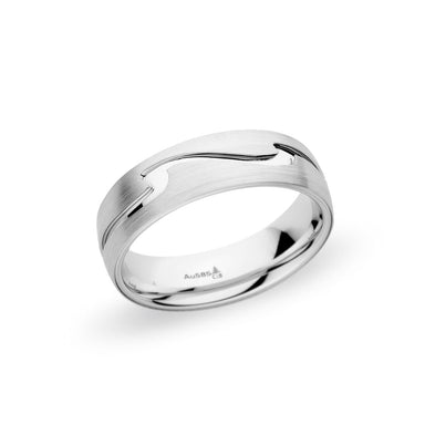 14K White Gold 6.5mm Wave Cutout Band