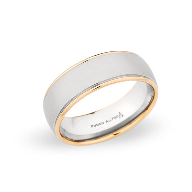 Palladium & 18K Rose Gold 7.5mm Brushed Step Edge Band