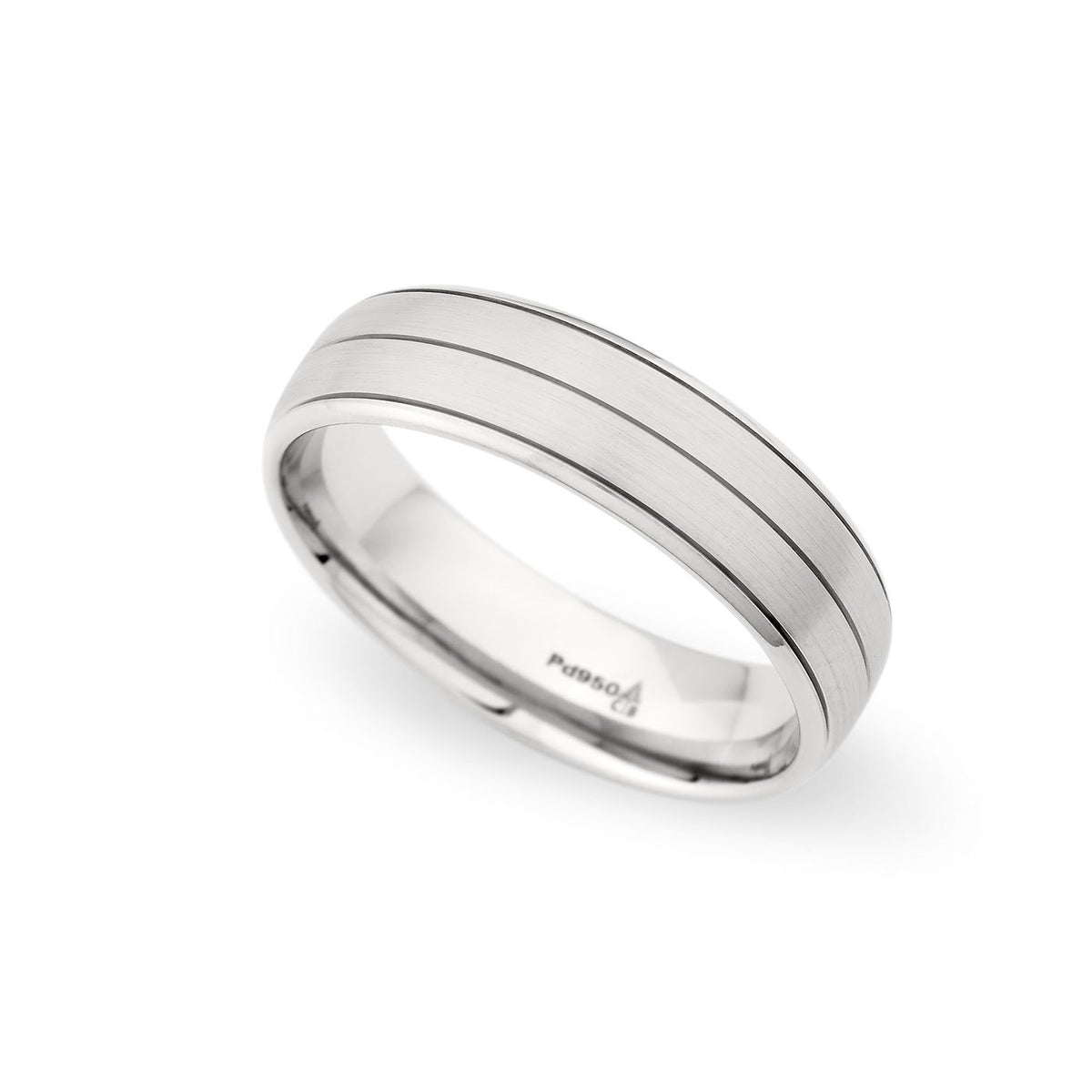 Palladium 6mm Brushed Grooved Band