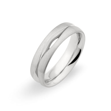 Palladium 6mm Slim Wave Cut Out Brushed Band