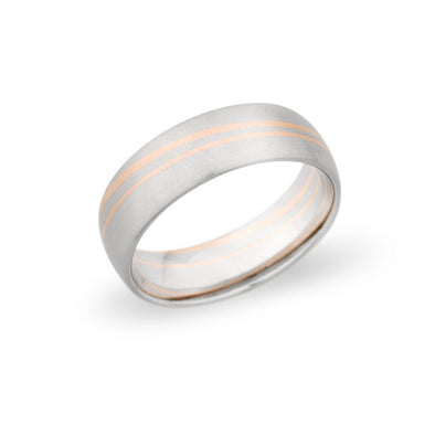 Palladium & 14K Rose Gold 7mm Brushed Mixed Band
