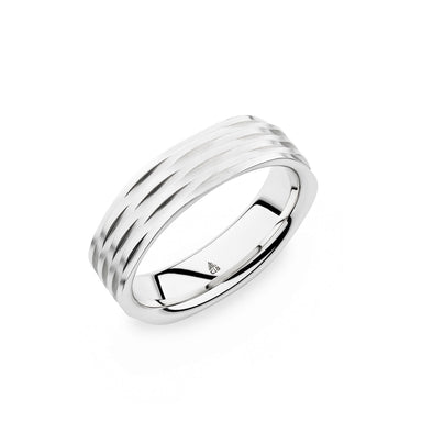 14K White Gold 6mm Grooved Band