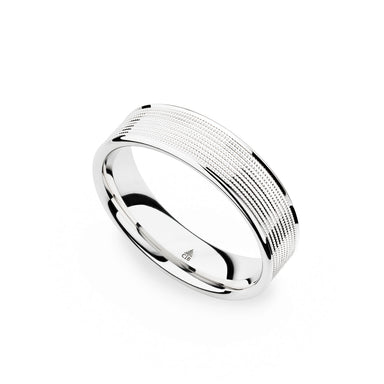 14K White Gold 6mm Polished Milgrain Band