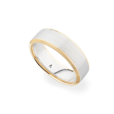 Palladium & Rose Gold 7mm Coin Edge Brushed Band