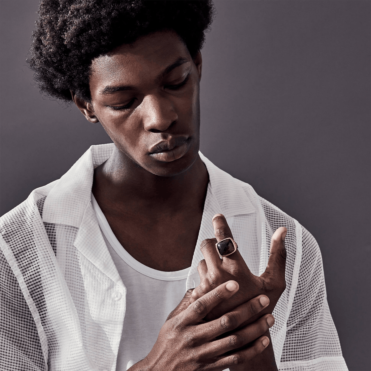 Beasts of London Cognac Quartz Embankment Fish Ring