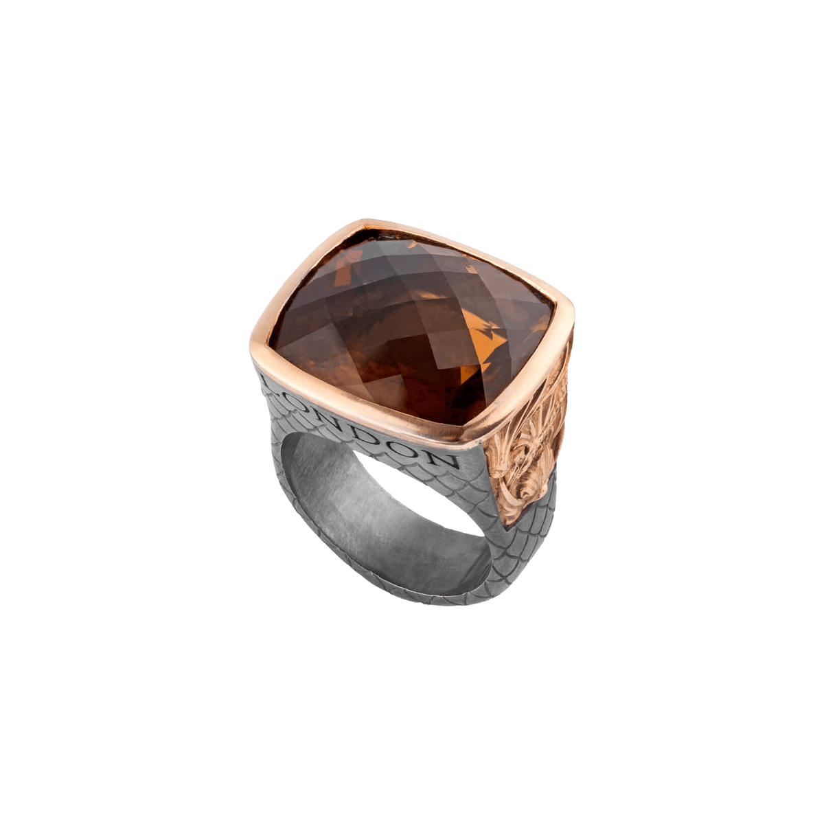 Beasts of London Cognac Quartz Embankment Fish Ring