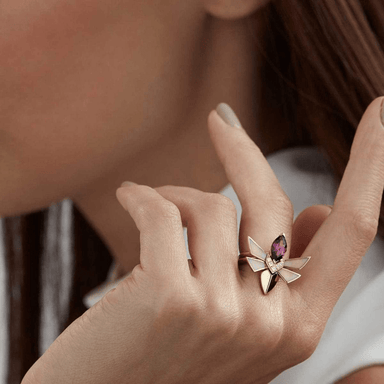 Jitterbug Stacking Ring with Diamond and Opal Enamel Accents