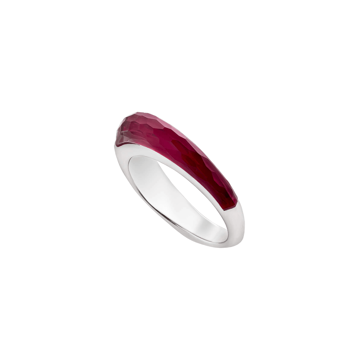Synthetic Ruby Crystal Haze Slimline Shard Stack Ring