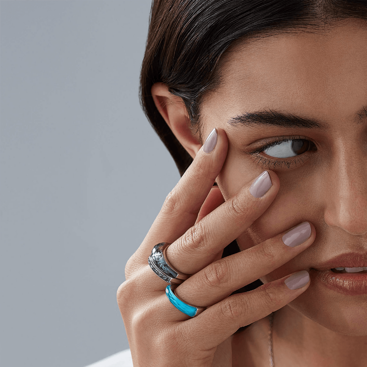 Grey Spinel CH2 Baguette Stack Ring