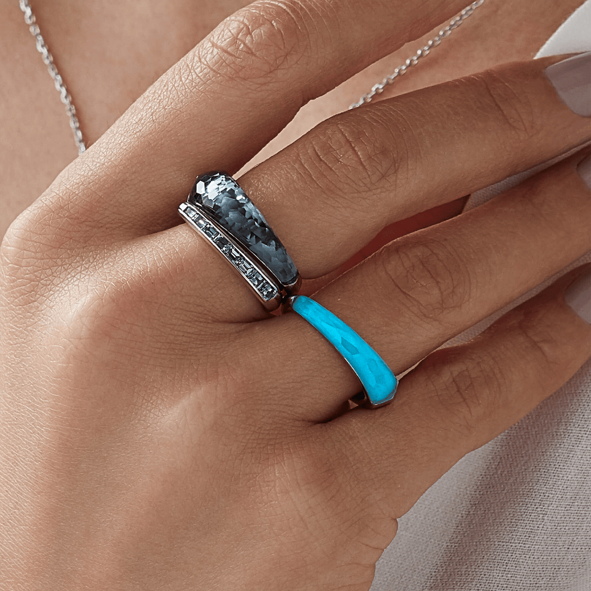 Grey Spinel CH2 Baguette Stack Ring