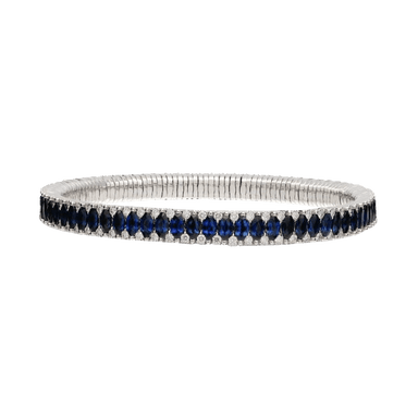 Cashmere Marquise Blue Sapphire and Diamond Stretch Bracelet