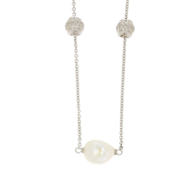 Sterling Silver Spaced Pearl Necklace