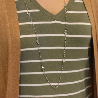 Sterling Silver White Topaz Bezel Set Necklace