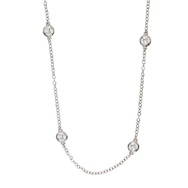 Sterling Silver White Topaz Bezel Set Necklace