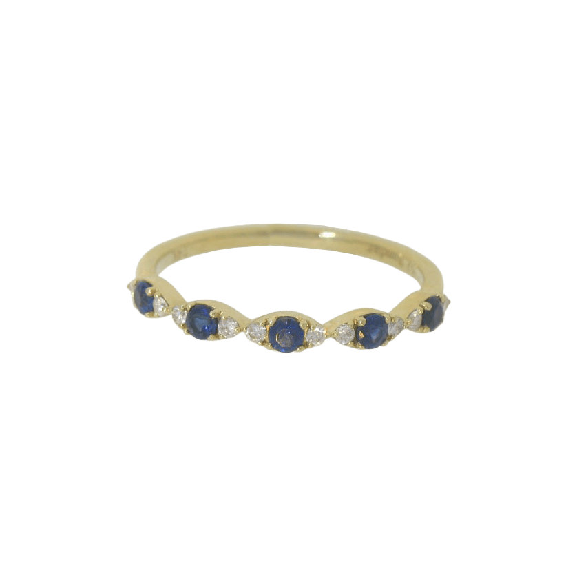 Blue Sapphire & Diamond Band with Marquise Stations