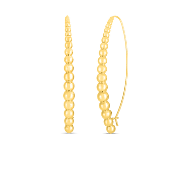 Designer Gold Graduated Beading Threader Earrings