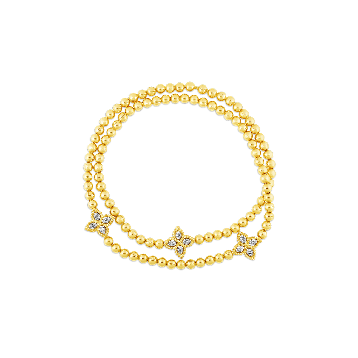 3 Station Prince Flower Stretch Bead Bracelet