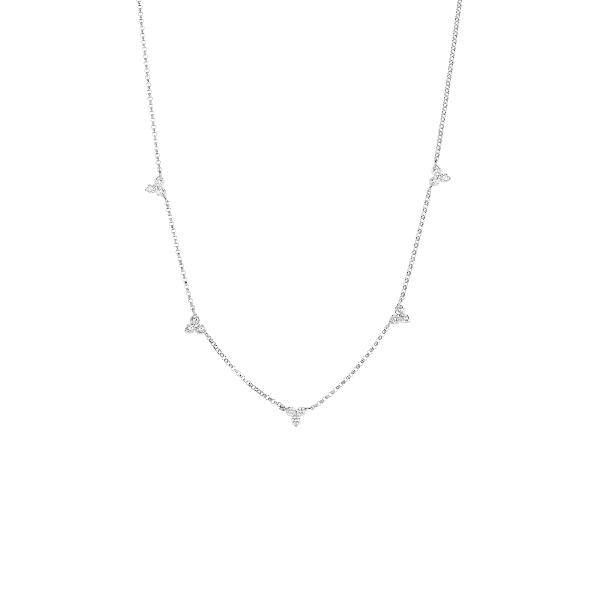 Five-Station Diamond Cluster Necklace