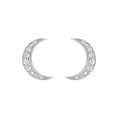 Diamond Crescent Moon Stud Earrings