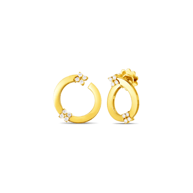 Love in Verona Diamond Double Flower Circle Hoop Earrings