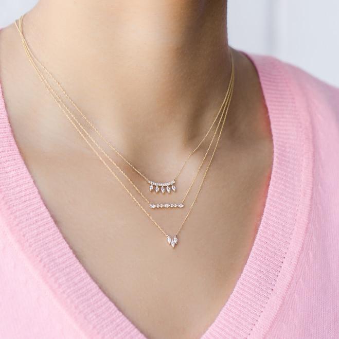 Alexa Jordyn Marquise Diamond Bar Necklace