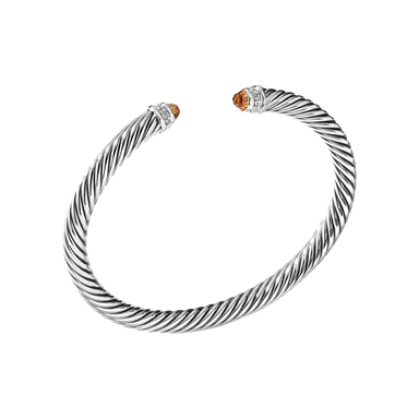 Cable Bracelet in Citrine with Diamonds (5mm)