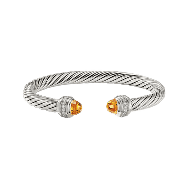 Cable Bracelet in Citrine with Diamonds (7mm)