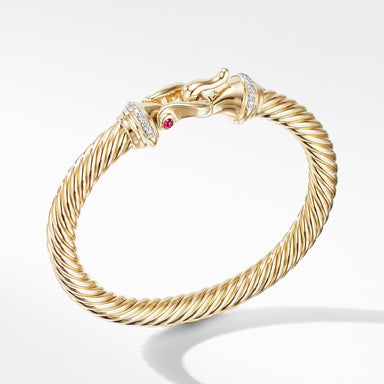 Buckle Bracelet in 18K Yellow Gold with Diamonds and Rubies