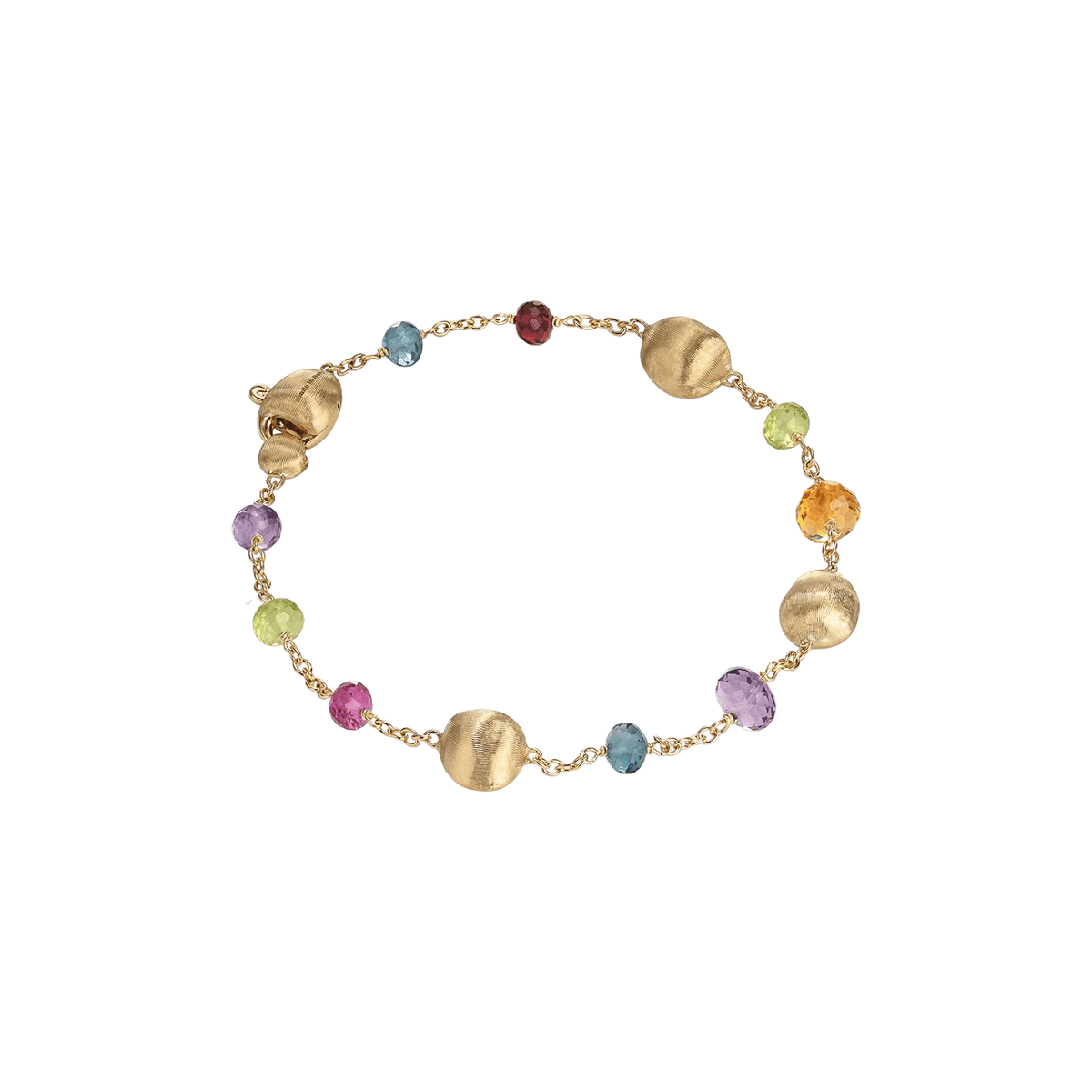 Golden Boules and Mixed Gemstone Single Strand Africa Bracelet