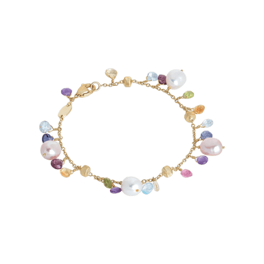 Mixed Gemstone and Pearl Single-Strand Bracelet