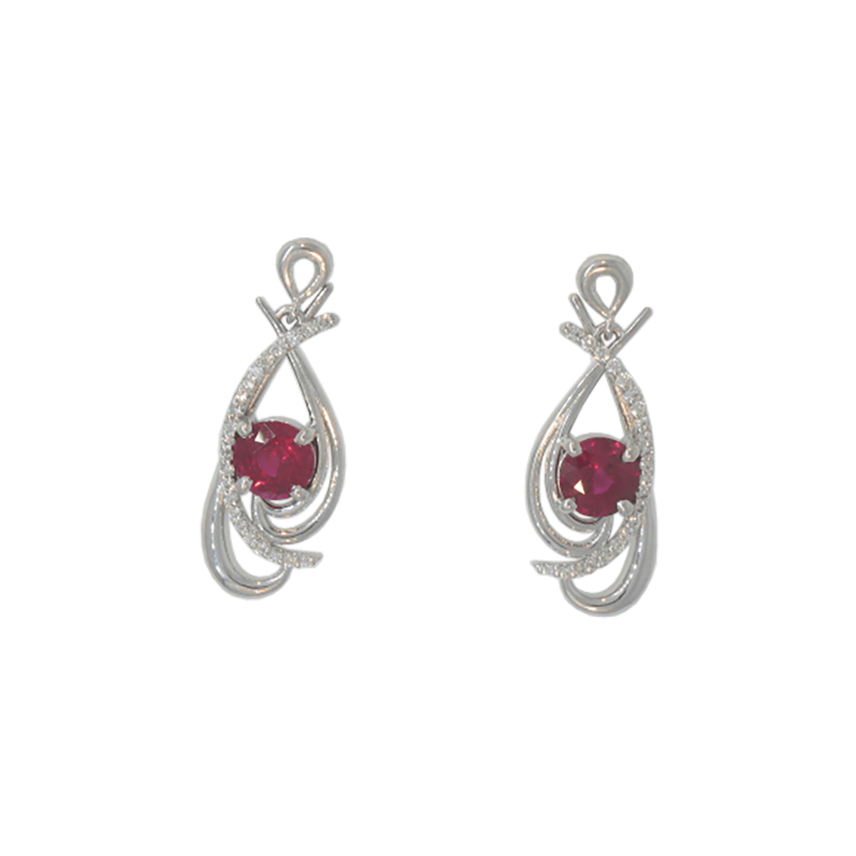 Ruby and Diamond Dangle Earrings