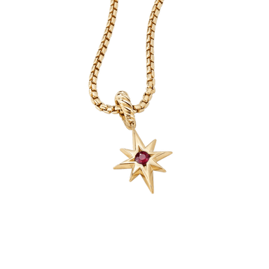 North Star Birthstone Amulet in Ruby