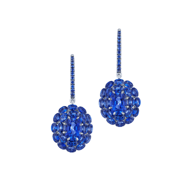 Blue Sapphire Cluster Drop Earrings