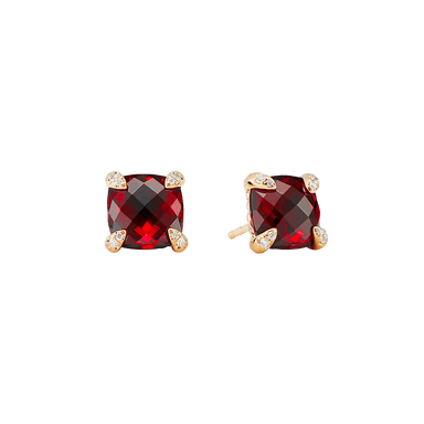 Châtelaine Stud Earrings in Garnet with Diamond Accents