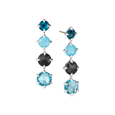 Châtelaine Drop Earrings with Blue Topaz and Aquamarine