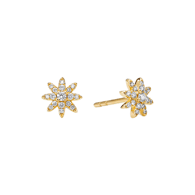 Petite Starburst Stud Earrings with Diamonds