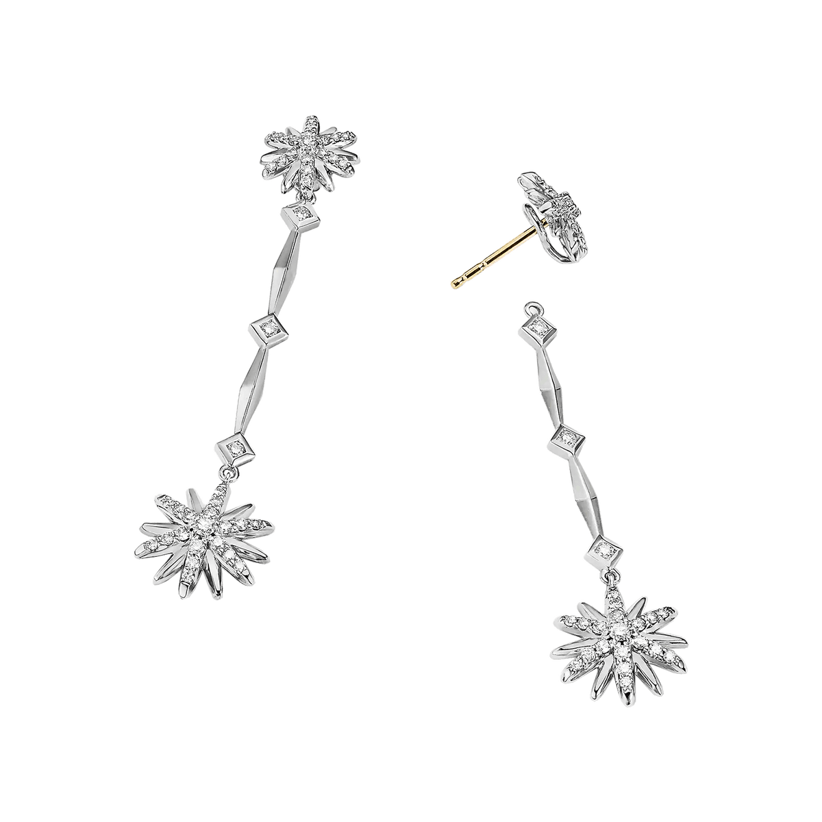 Diamond Starburst Long Drop Earrings