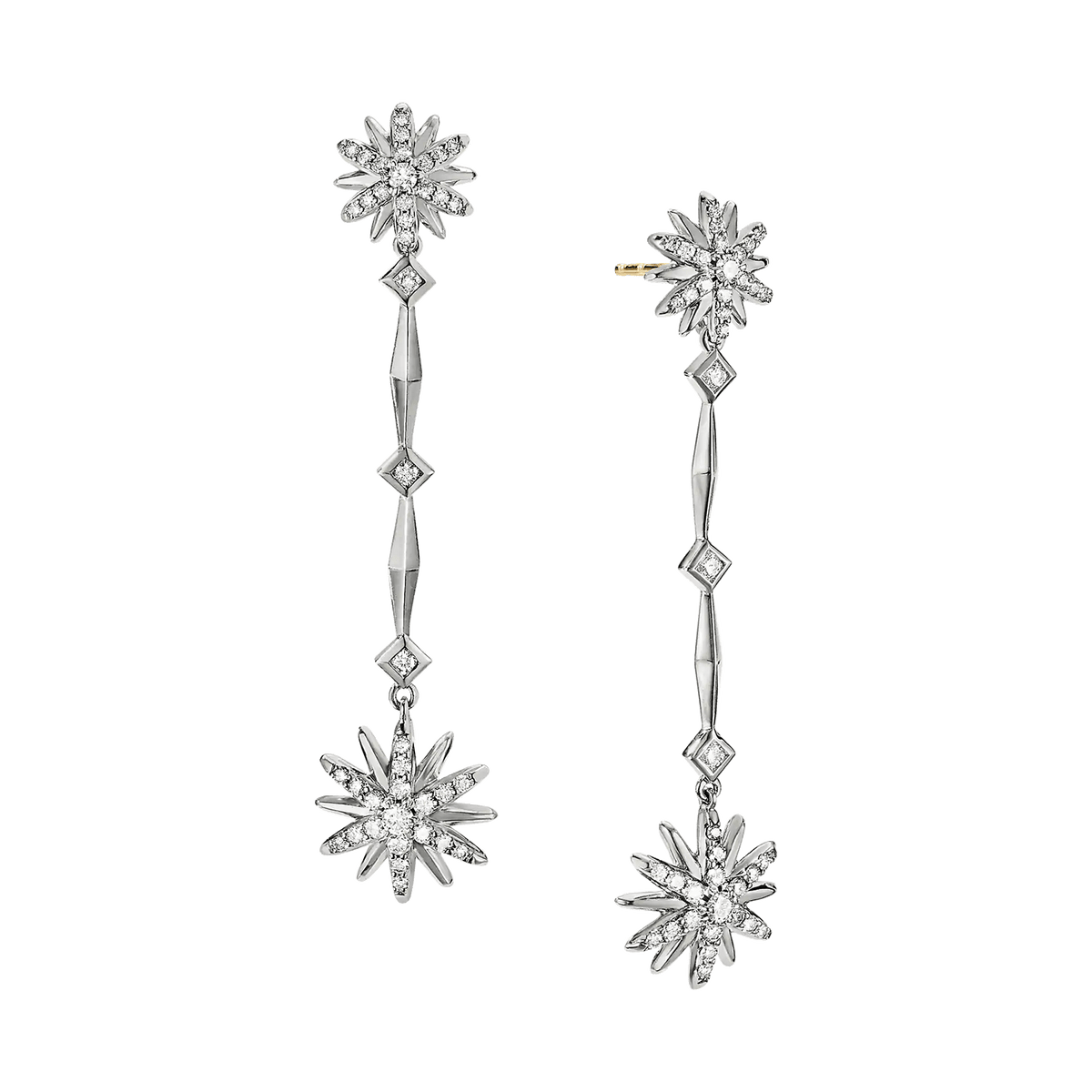 Diamond Starburst Long Drop Earrings
