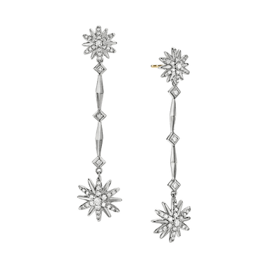 Diamond Starburst Long Drop Earrings