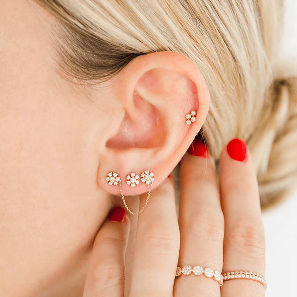 Jennifer Yamina Circular Flower Stud Earrings