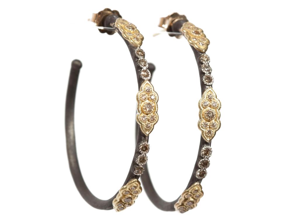 Stslvr/ Champagne Diamond Hoop Earrings