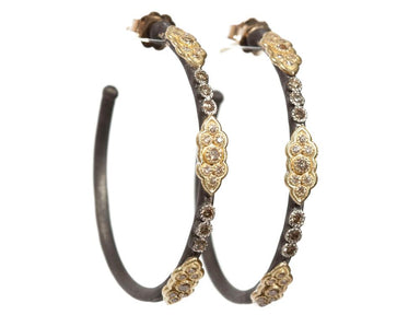 Stslvr/ Champagne Diamond Hoop Earrings