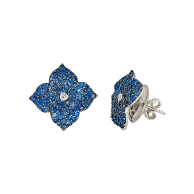 Mosaique Flower Earrings in Blue Sapphire