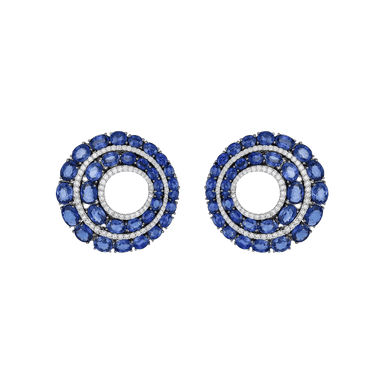 Mosaique Flat Hoops in Blue Sapphire