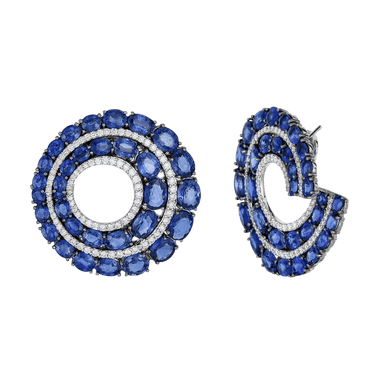 Mosaique Flat Hoops in Blue Sapphire