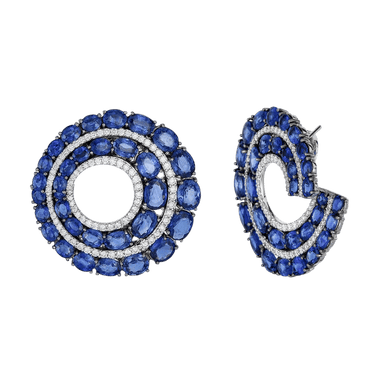 Mosaique Flat Hoops in Blue Sapphire