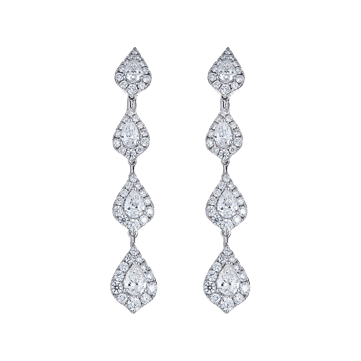Classic Long Pear Earrings in Diamond