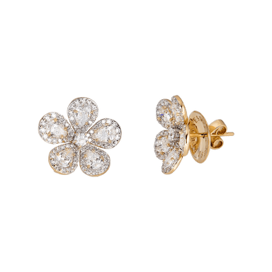 Classic Flower Earrings in Diamond