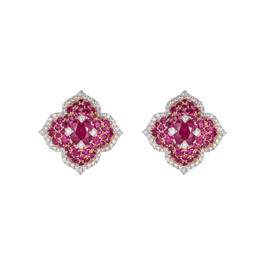 Pacha Stud Earrings in Ruby with Diamonds