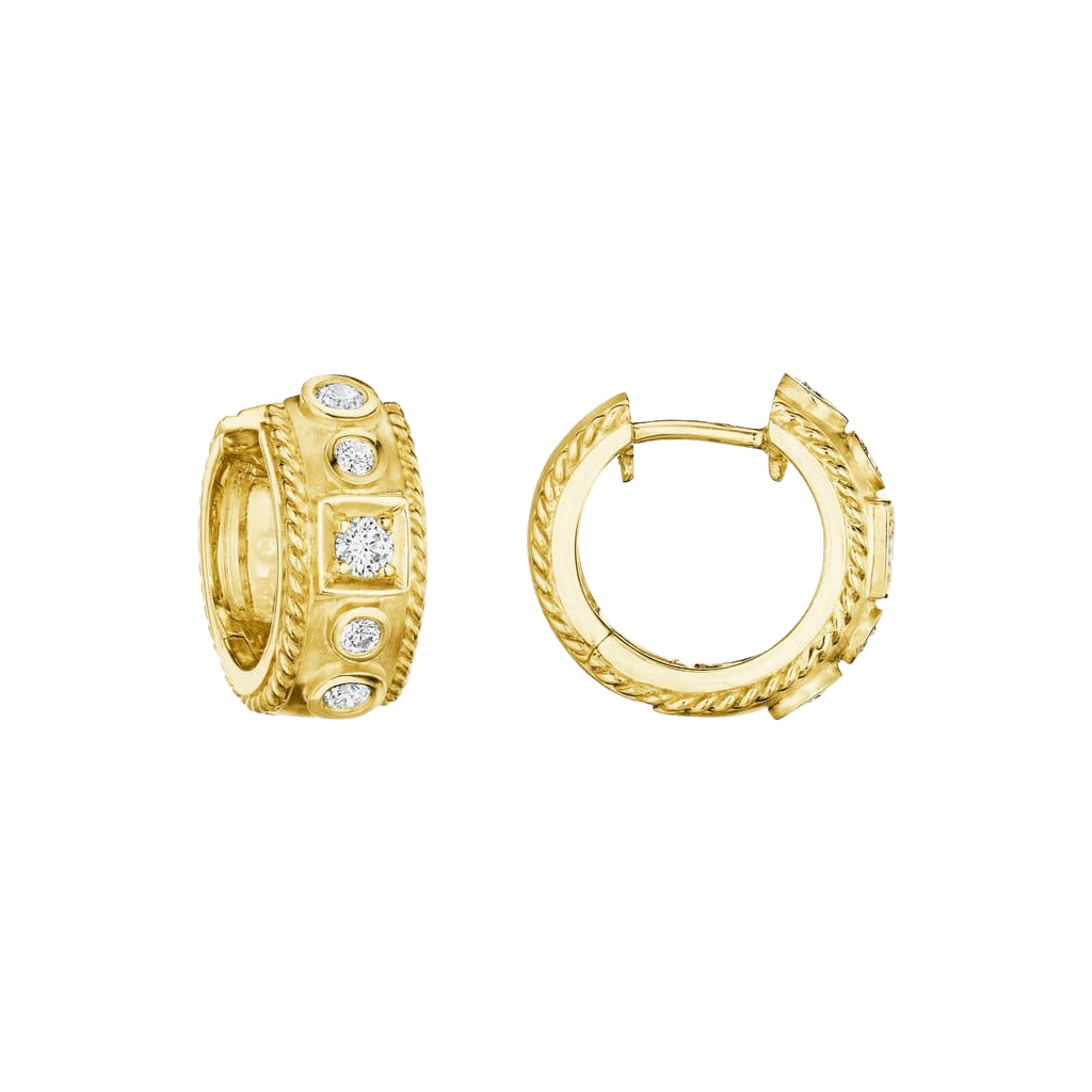 Round & Square Station Huggie Earrings